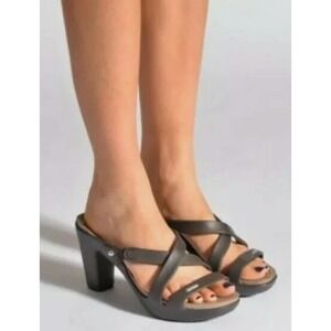 Crocs Cyprus‎ IV Heels Mushroom Brown Sandals Slide Slip On W9 Comfort Cushion